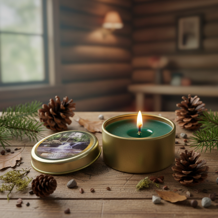 شمع معطر رونیکا مدل فلزی کوچک رایحه FOREST (جنگل)