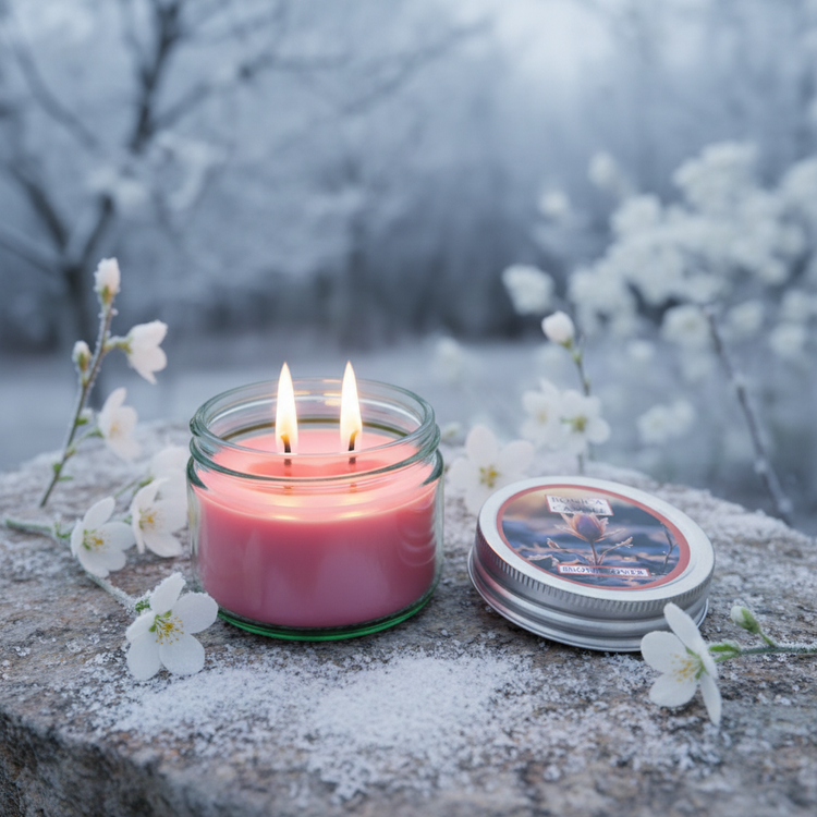 شمع معطر رونیکا مدل استوانه ای رایحه SNOW FLOWER (گل برفی)