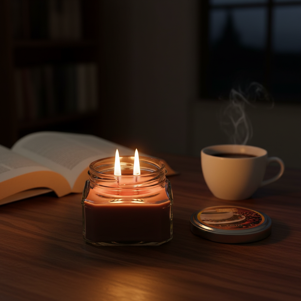 شمع معطر رونیکا مدل مربعی رایحه COFFEE (قهوه)