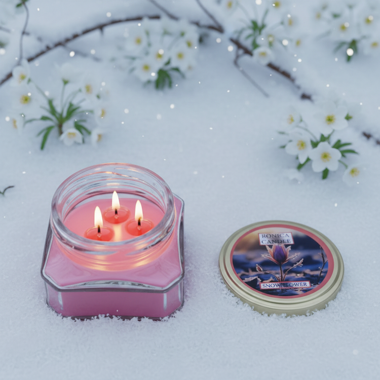 شمع معطر رونیکا مدل مربعی رایحه SNOW FLOWER (گل برفی)