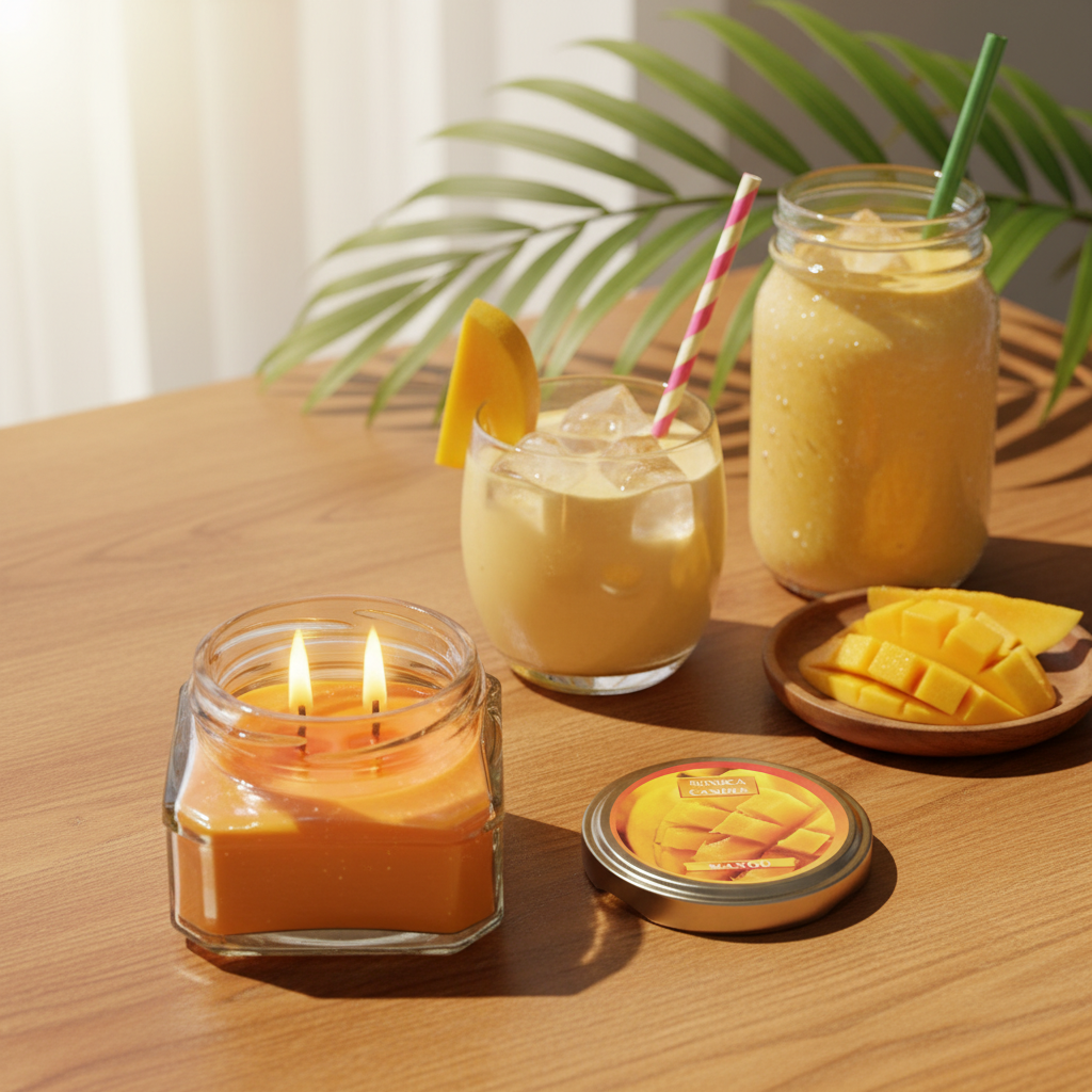 شمع معطر رونیکا مدل مربعی رایحه MAMGO (انبه)
