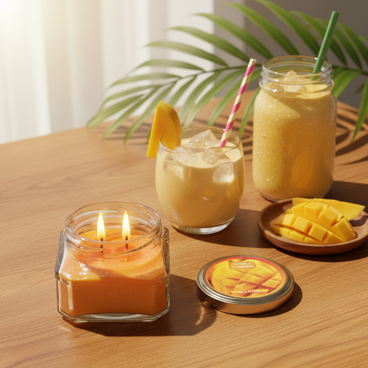 شمع معطر رونیکا مدل مربعی رایحه MAMGO (انبه)