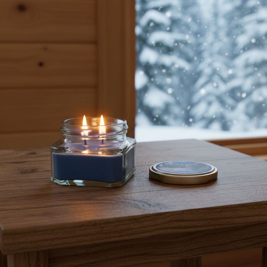 شمع معطر رونیکا مدل مربعی رایحه SNOW FOREST (جنگل رفی)