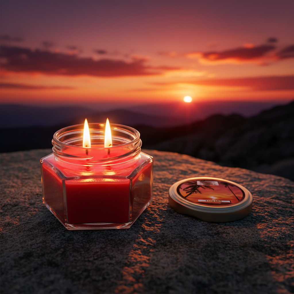 شمع معطر رونیکا مدل شش ضلعی رایحه SUNSET (غروب آفتاب)