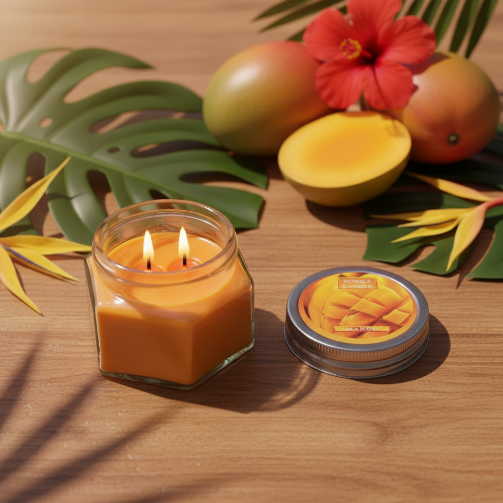 شمع معطر رونیکا مدل شش ضلعی رایحه MAMGO (انبه)