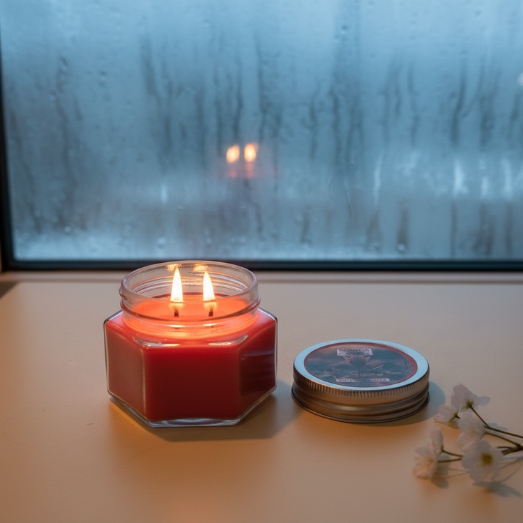 شمع معطر رونیکا مدل شش ضلعی رایحه SNOW FLOWER (گل برفی)
