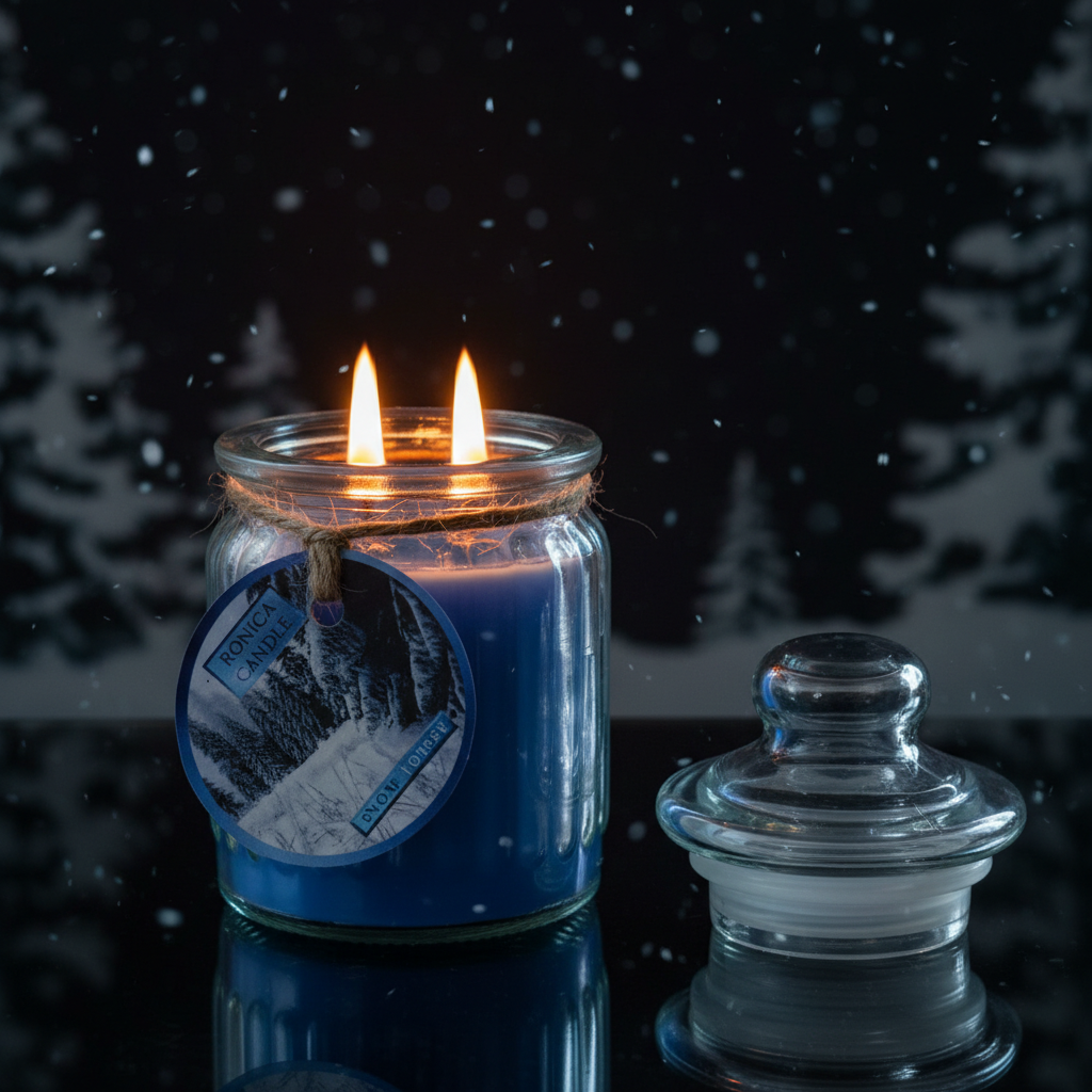 شمع معطر رونیکا مدل عسلی رایحه SNOW FOREST (جنگل رفی)